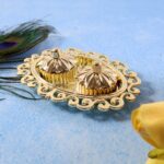 Decorative Double Kumkum Dish with Ornate Tray (1 Pc) - Back View by Nari Haat, Indian ethnic wear, women clothing, d...