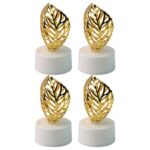 Decorative Golden Leaf Shaped Flameless LED Candles (4 Pc) - Sleeve Design by Nari Haat, Indian ethnic wear, women cl...