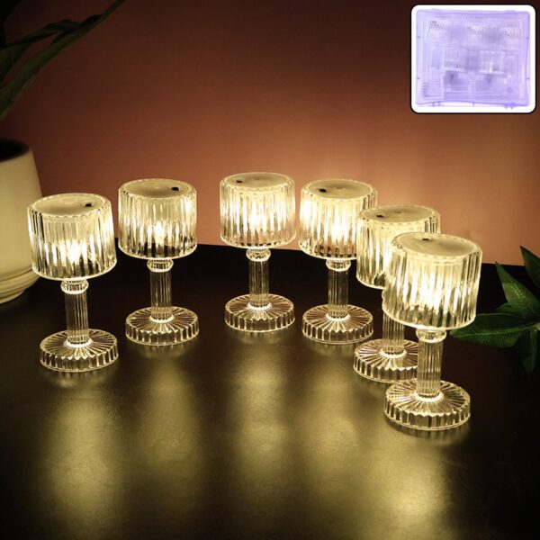 Set of 6 LED Crystal-Effect Table Lamps - Front View by Nari Haat, Indian ethnic wear, women clothing, designer suit