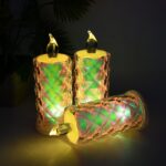 LED Flameless Decorative Candle Lights (3 Pc / Set) - Back View by Nari Haat, Indian ethnic wear, women clothing, des...