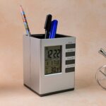 Multifunction Cube Digital Desk Clock with Pen Holder (1 Pc) - Full Detail by Nari Haat, Indian ethnic wear, women cl...