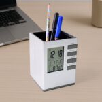 Multifunction Cube Digital Desk Clock with Pen Holder (1 Pc) - Neckline Detail by Nari Haat, Indian ethnic wear, wome...