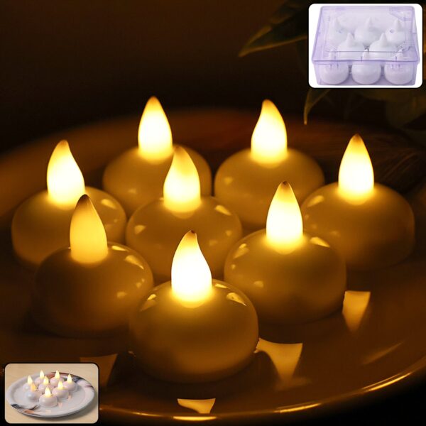 Round LED Flameless Tealight Candles - (8 Pc) - Front View by Nari Haat, Indian ethnic wear, women clothing, designer...
