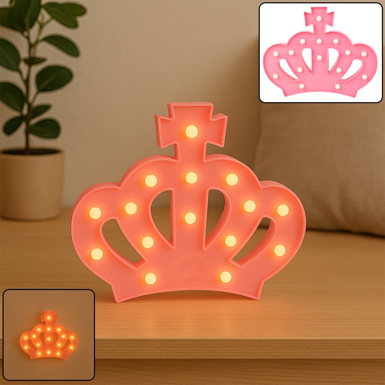 LED-Night-Light-01_c730d6bb-119d-4b73-a764-d6bf2e4f3899.jpg Crown Shape LED Decorative Night Light (1 Pc) - Front View by Nari Haat, Indian ethnic wear, women clothing, designer...