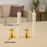 Set of 2 LED Flameless Taper Candles - Sleeve Design by Nari Haat, Indian ethnic wear, women clothing, designer suit