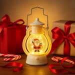Mini LED Decorative Lantern with Santa Figurine & Handle (1 Pc) - Fabric Detail by Nari Haat, Indian ethnic wear, wom...