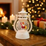Mini LED Decorative Lantern with Santa Figurine (1 Pc) - Fabric Detail by Nari Haat, Indian ethnic wear, women clothi...