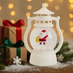 Mini LED Decorative Lantern with Santa Figurine (1 Pc) - Closeup Embroidery by Nari Haat, Indian ethnic wear, women c...
