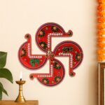 Acrylic Swastik Shubh Labh Wall Hanging  (1 Pc) - Closeup Embroidery by Nari Haat, Indian ethnic wear, women clothing...