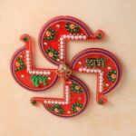 Acrylic Swastik Shubh Labh Wall Hanging  (1 Pc) - Fabric Detail by Nari Haat, Indian ethnic wear, women clothing, des...