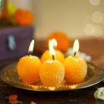 Laddu Shaped Decorative Wax Candles (4 Pc / Set) - Closeup Embroidery by Nari Haat, Indian ethnic wear, women clothin...