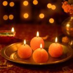 Laddu Shaped Decorative Wax Candles (4 Pc / Set) - Neckline Detail by Nari Haat, Indian ethnic wear, women clothing, ...