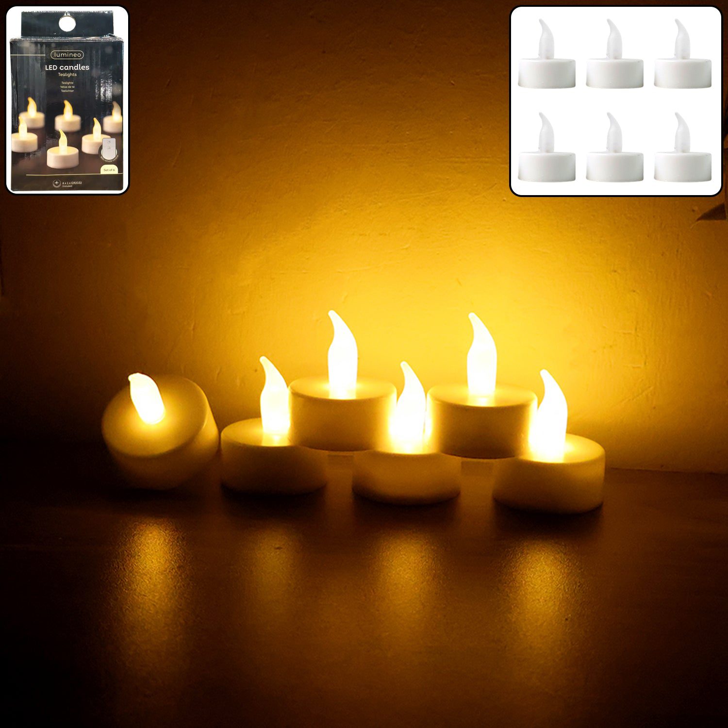 Led-candles-tealights-01.jpg LED Flameless Tealight Candles Lights (6 Pc / Without Remote) - Front View by Nari Haat, Indian ethnic wear, women cl...