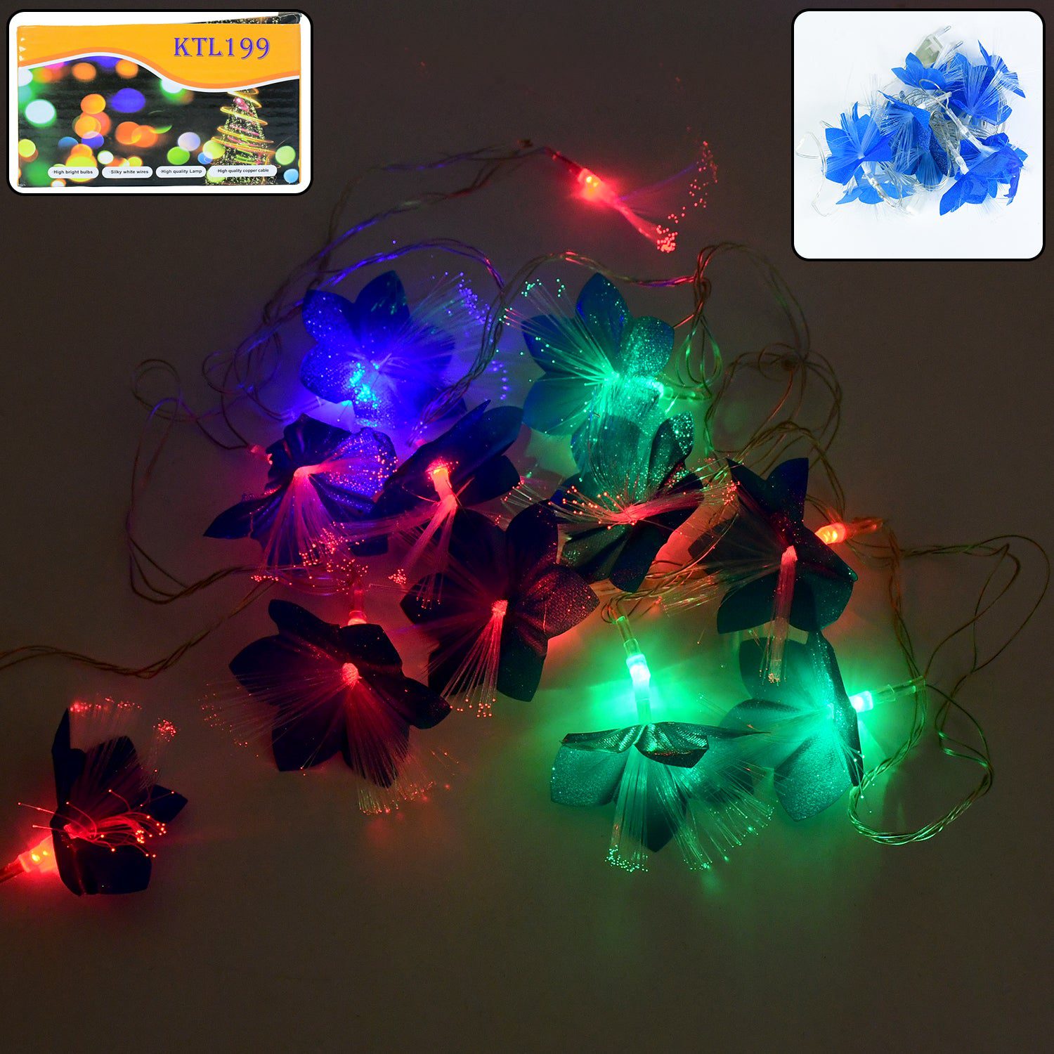 Light-01_95170711-7d6e-42a2-aba2-d73647ce8cb9.jpg Decorative Fiber Flower LED String Lights (3 Meter) - Front View by Nari Haat, Indian ethnic wear, women clothing, de...