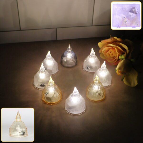 LED Flameless Decorative Diyas - (8 Pc) - Front View by Nari Haat, Indian ethnic wear, women clothing, designer suit