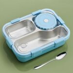 Premium Stainless Steel Compartment Lunch Box 1 Set - Back View by Nari Haat, Indian ethnic wear, women clothing, des...