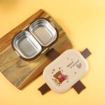 Cute Teddy Printed Kids Lunch Box (500Ml / 1 Pc) - Back View by Nari Haat, Indian ethnic wear, women clothing, design...