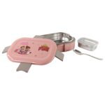 Kids Cartoon Lunch Box Set with Stainless-Steel Inner Tray (1 Set) - Sleeve Design by Nari Haat, Indian ethnic wear, ...