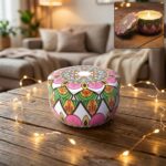 Premium Decorative Mandala Printed Metal Candle Container (1 Pc) - Front View by Nari Haat, Indian ethnic wear, women...
