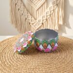 Premium Decorative Mandala Printed Metal Candle Container (1 Pc) - Fabric Detail by Nari Haat, Indian ethnic wear, wo...