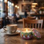 Premium Decorative Mandala Printed Metal Candle Container (1 Pc) - Closeup Embroidery by Nari Haat, Indian ethnic wea...