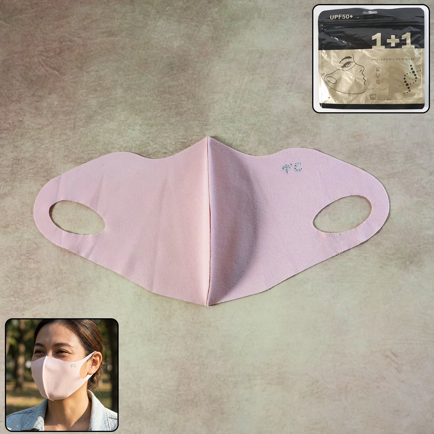 Mask-WOSKU-01.jpg Hyaluronic Acid 3D Face Mask for Deep Hydration (1 Pc) - Front View by Nari Haat, Indian ethnic wear, women clothing,...