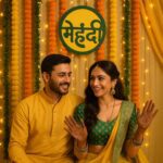 Mehndi Ceremony Wall Hanging / Backdrop Sign Name Plate (1 Pc) - Closeup Embroidery by Nari Haat, Indian ethnic wear,...