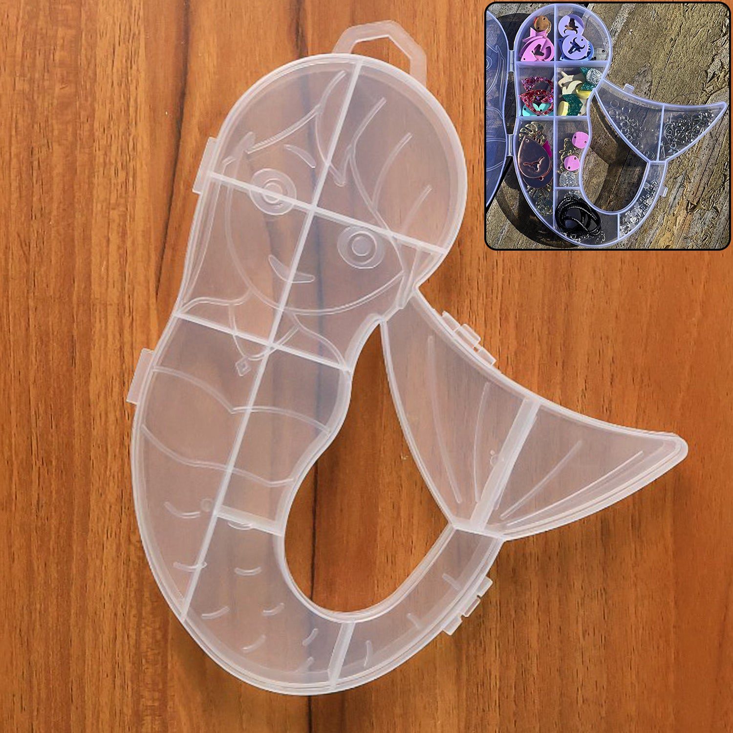 Mermaid-box-0.jpg Mermaid Shape Plastic Storage Organizer Box (1 Pc) - Front View by Nari Haat, Indian ethnic wear, women clothing, des...