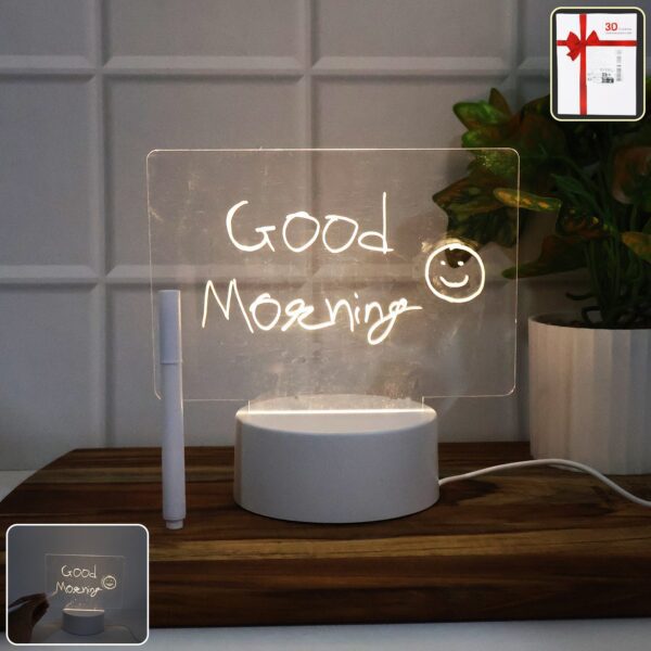 LED Acrylic Writing Message Board Night Lamp with Marker Pen - Front View by Nari Haat, Indian ethnic wear, women clo...