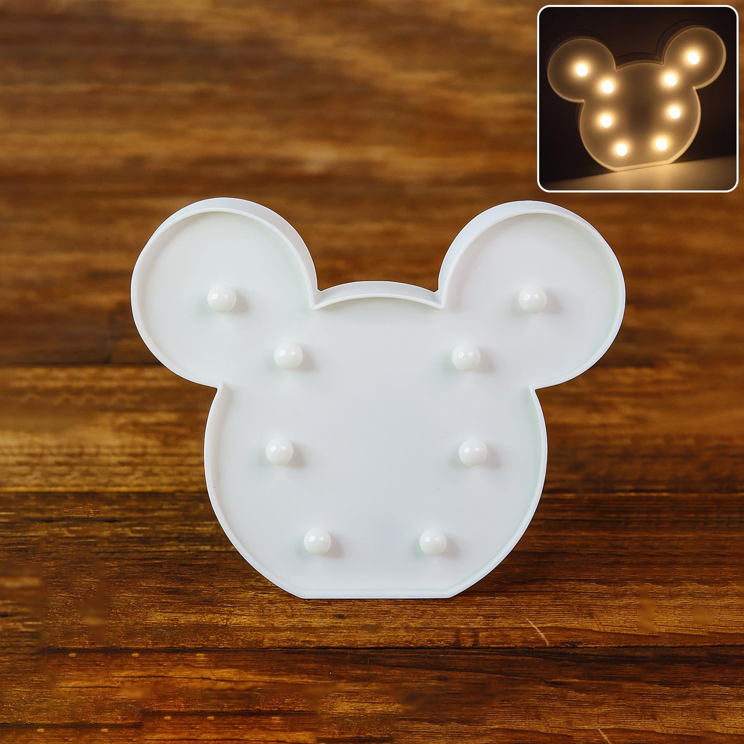 Mickey3DNightLight-WOSKU-01.jpg Mickey Shaped LED Decorative Night Light (1 Pc) - Front View by Nari Haat, Indian ethnic wear, women clothing, design...