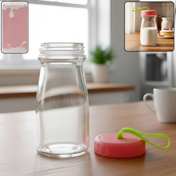 Premium Glass Bottle with Leak-Proof Lid 300 ML - Front View by Nari Haat, Indian ethnic wear, women clothing, design...