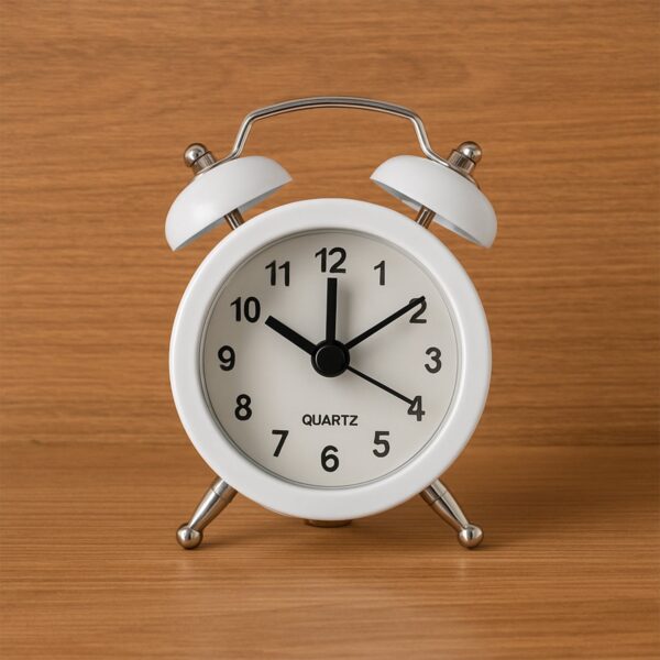 Small Twin-Bell Analog Alarm Clock - (1 Pc) - Front View by Nari Haat, Indian ethnic wear, women clothing, designer suit