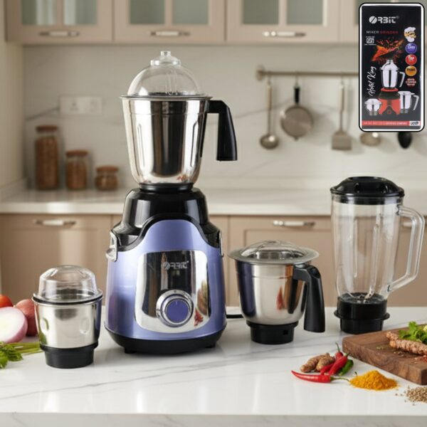 Orbit Heavy Duty 1 hp (746) Watts Mixer Grinder with 4 Multipurpose Jars - Front View by Nari Haat, Indian ethnic wea...