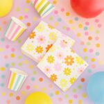 Floral Printed Paper Table Napkins – 50 Pc Disposable Soft Tissue  (26x26 Cm) - Back View by Nari Haat, Indian ethn...