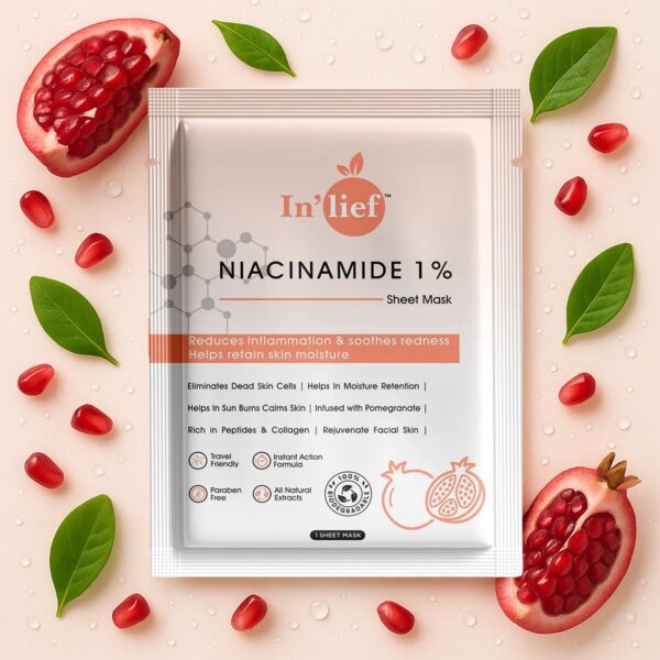In’lief Niacinamide 1% Hydrating & Calming Facial Sheet Mask (1 Pc) - Front View by Nari Haat, Indian ethnic wear, ...