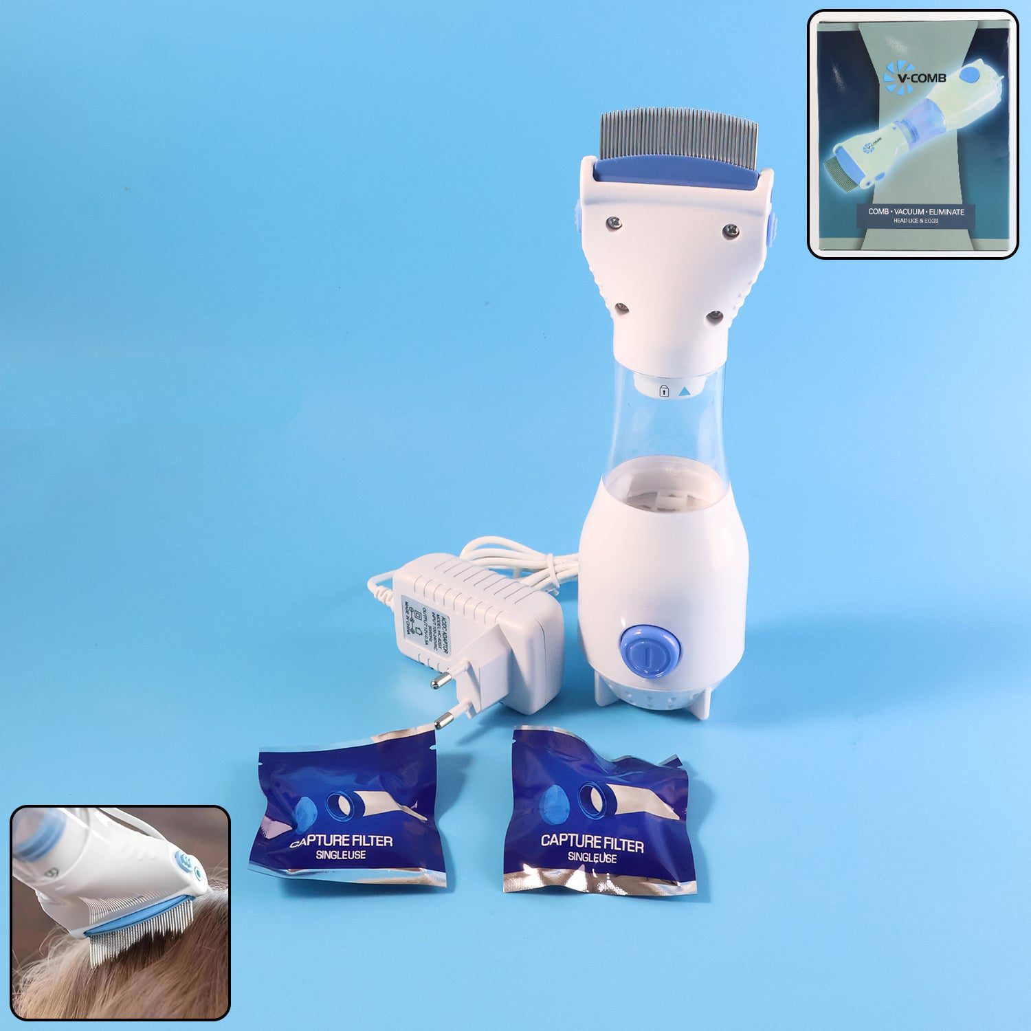 NitsRemoval-WOSKU-01.jpg Electric Anti-Lice Vacuum Comb Set - Front View by Nari Haat, Indian ethnic wear, women clothing, designer suit