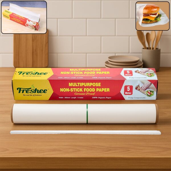 Freshee Multipurpose Grease-Proof & Non-Stick Food Paper Roll — 300 mm × 5 meter - Front View by Nari Haat, Indian...