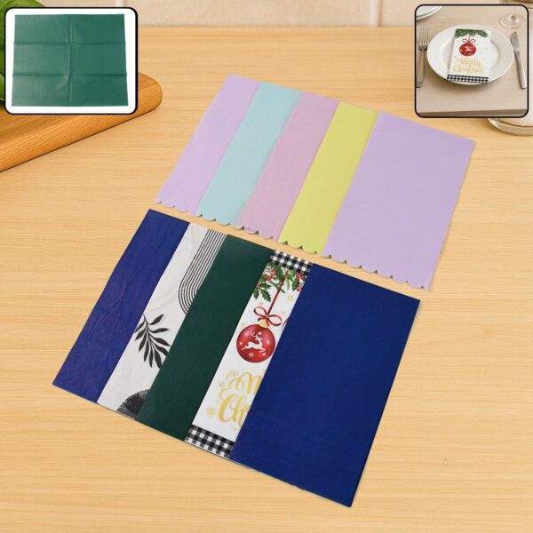 Multi-Color & Printed Disposable Food Wrapping Paper Set (20 Pc) - Front View by Nari Haat, Indian ethnic wear, women...