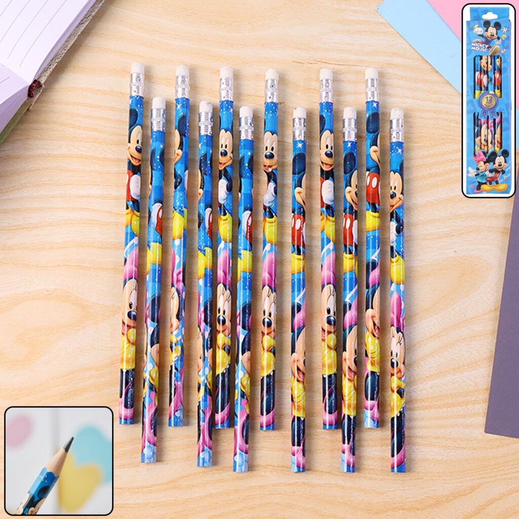 Premium Cartoon-Printed Graphite Pencils Set of 12 Pc - Front View by Nari Haat, Indian ethnic wear, women clothing, ...