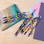 Premium Cartoon-Printed Graphite Pencils Set of 12 Pc - Closeup Embroidery by Nari Haat, Indian ethnic wear, women cl...