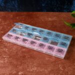 Weekly Pill Organizer Box with 21 Compartments (1 Pc) - Closeup Embroidery by Nari Haat, Indian ethnic wear, women cl...
