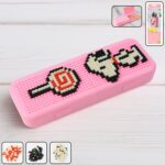 DIY Pixel Art Pencil Box with Building Blocks (1 Set) - Front View by Nari Haat, Indian ethnic wear, women clothing, ...