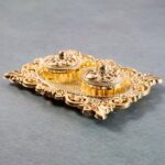 Royal Ornate Oval Pooja Thali - (1 Pc) - Fabric Detail by Nari Haat, Indian ethnic wear, women clothing, designer suit