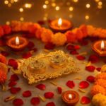 Royal Ornate Oval Pooja Thali - (1 Pc) - Closeup Embroidery by Nari Haat, Indian ethnic wear, women clothing, designe...