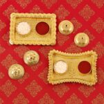 Ornate Rectangular Pooja Tilak Plate - (Mix Design / 1 Pc) - Fabric Detail by Nari Haat, Indian ethnic wear, women cl...