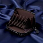 Premium Black Zip-Around Card Holder Wallet (1 Pc) - Fabric Detail by Nari Haat, Indian ethnic wear, women clothing, ...