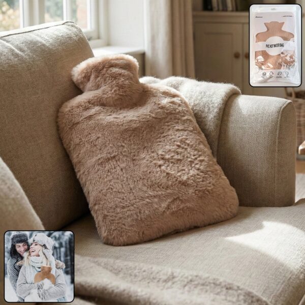 PVC Hot Water Bag with Soft Fur Cover (1 Pc) - Front View by Nari Haat, Indian ethnic wear, women clothing, designer ...