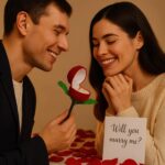 Romantic Artificial Rose Ring Box Stick – 2 Piece Flower Shaped - Fabric Detail by Nari Haat, Indian ethnic wear, w...