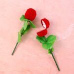 Romantic Artificial Rose Ring Box Stick – 2 Piece Flower Shaped - Closeup Embroidery by Nari Haat, Indian ethnic we...