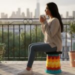 Collapsible Stool with Handle for Portable Seating (44x25.5 cm) - Full Detail by Nari Haat, Indian ethnic wear, women...